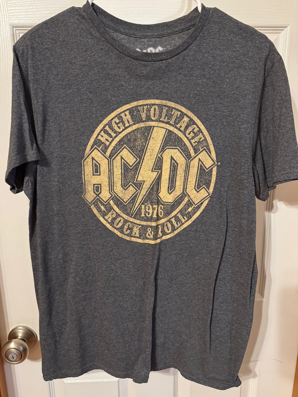 AC/DC High Voltage Graphic Tee - Charcoal/Gold Size Medium Unisex